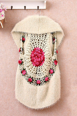 Handmade Crochet Rose Seahorse Hair Vest Jacket