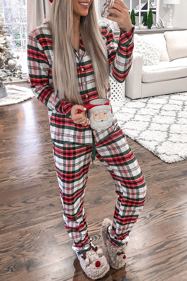 Red Plaid Christmas Home Two-piece Set