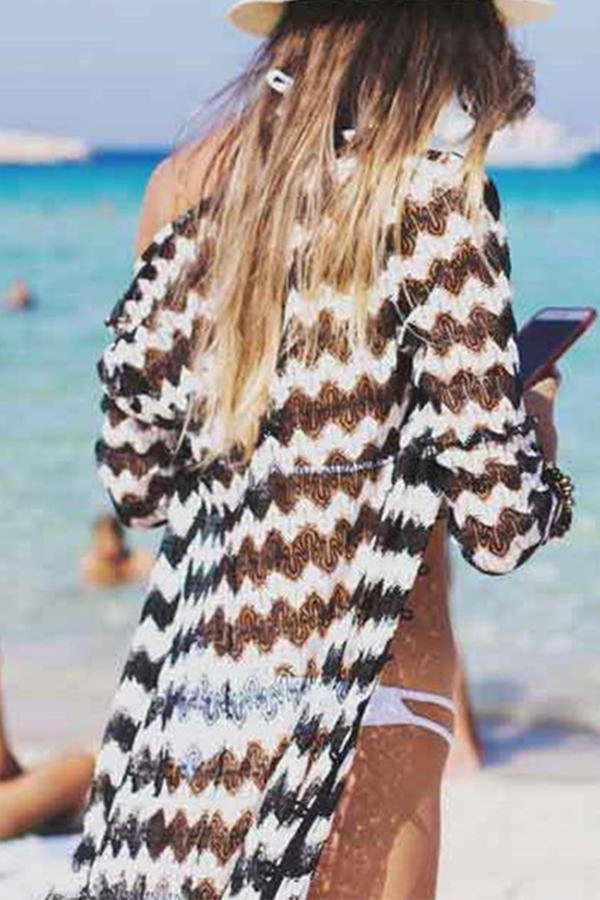 Wavy Lace Bikini Beach Blouse