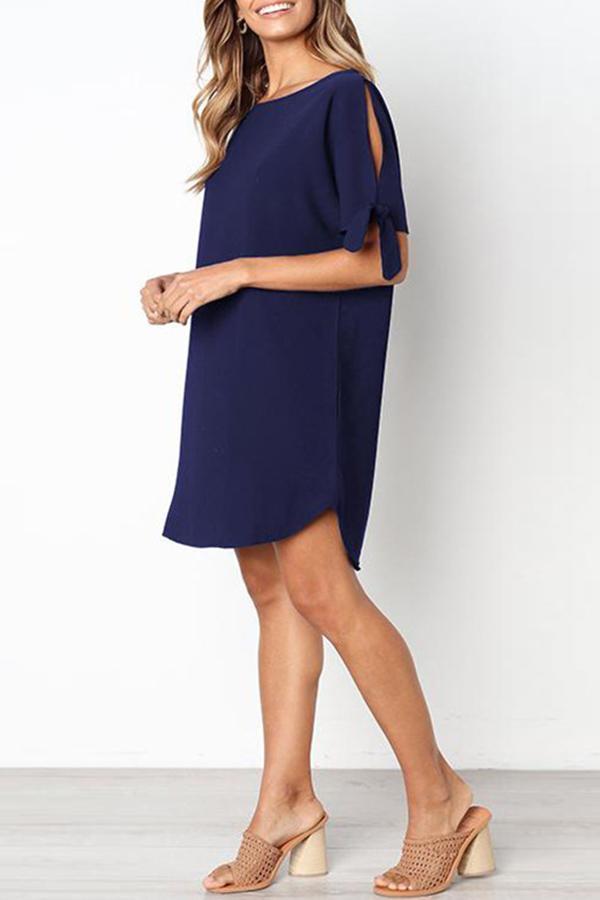 Casual Tie Sleeve Shift Mini Dress