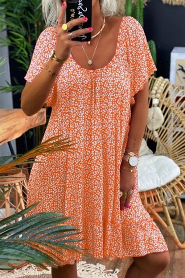 Classic Short Sleeve Floral Dress