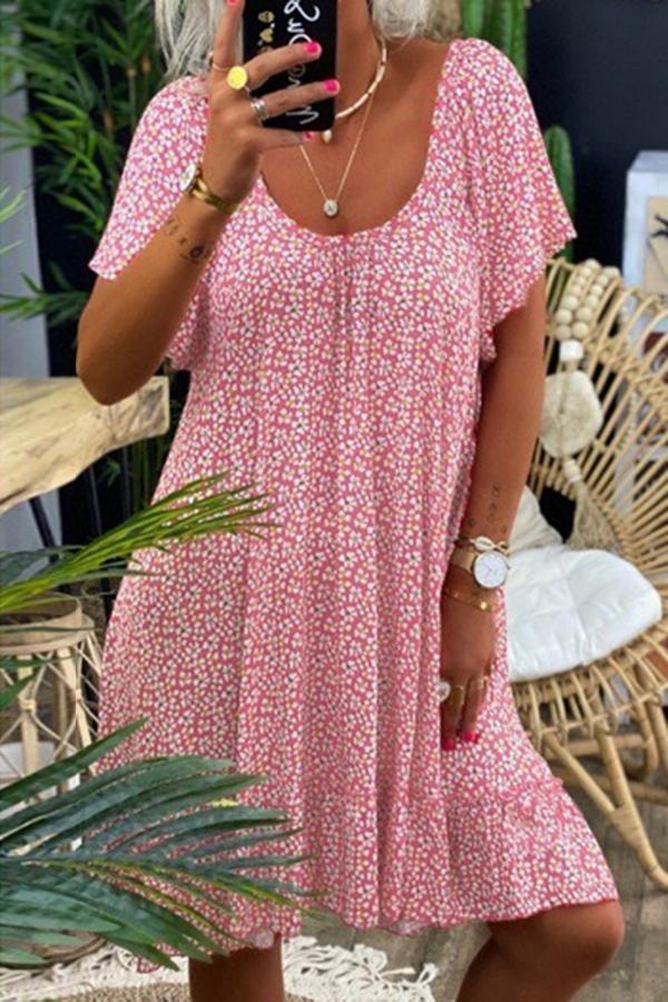 Classic Short Sleeve Floral Dress