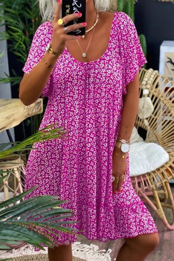 Classic Short Sleeve Floral Dress