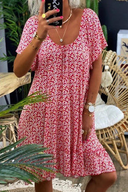 Classic Short Sleeve Floral Dress