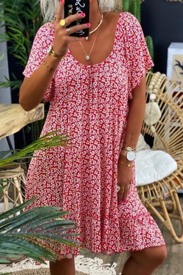 Classic Short Sleeve Floral Dress