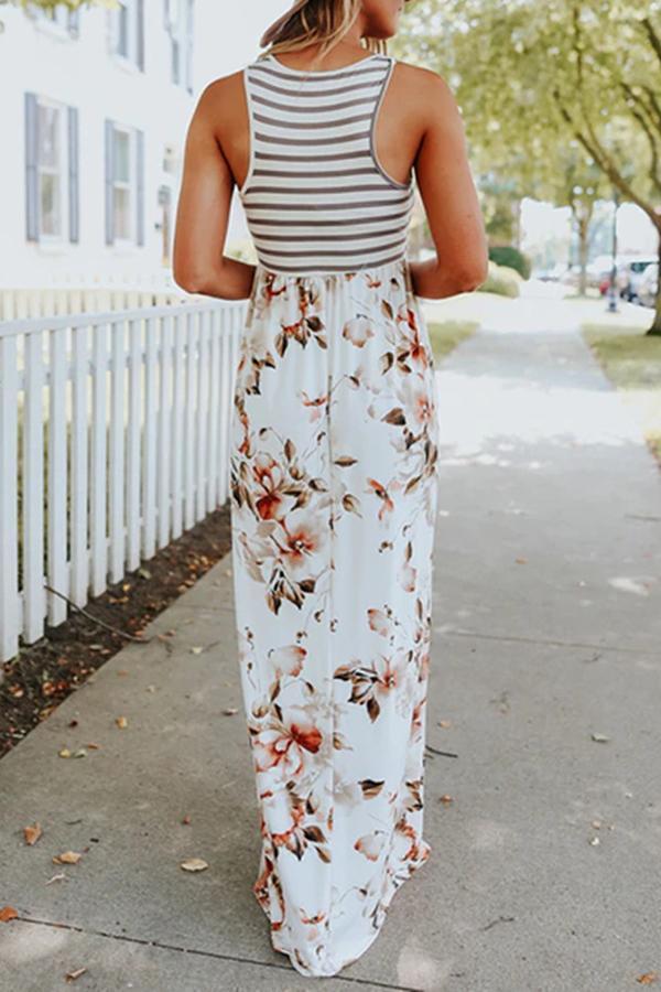 Printed Pocket Slim Maxi Dress