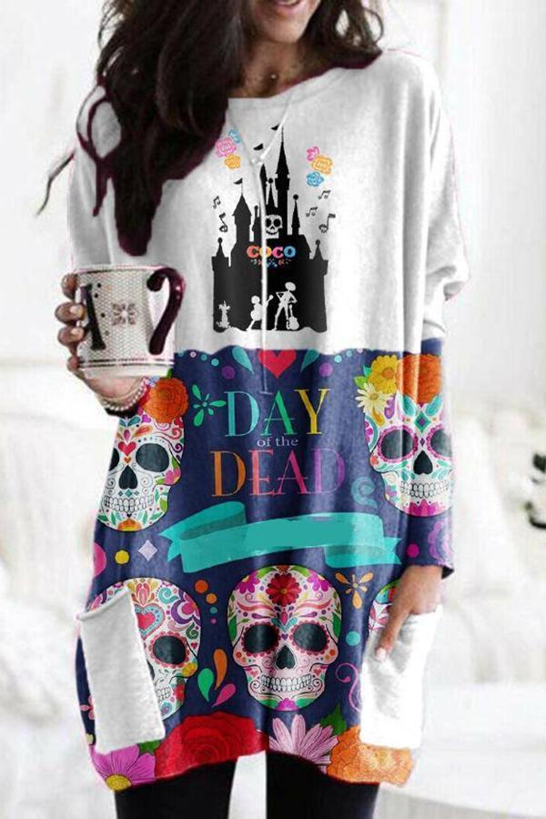 Halloween Print Long Sleeve Mini Dress