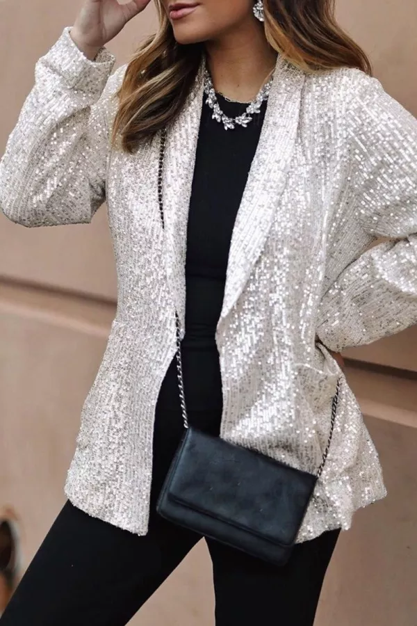 silver sequin blazer