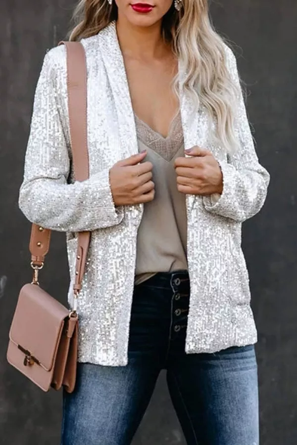 silver sequin blazer