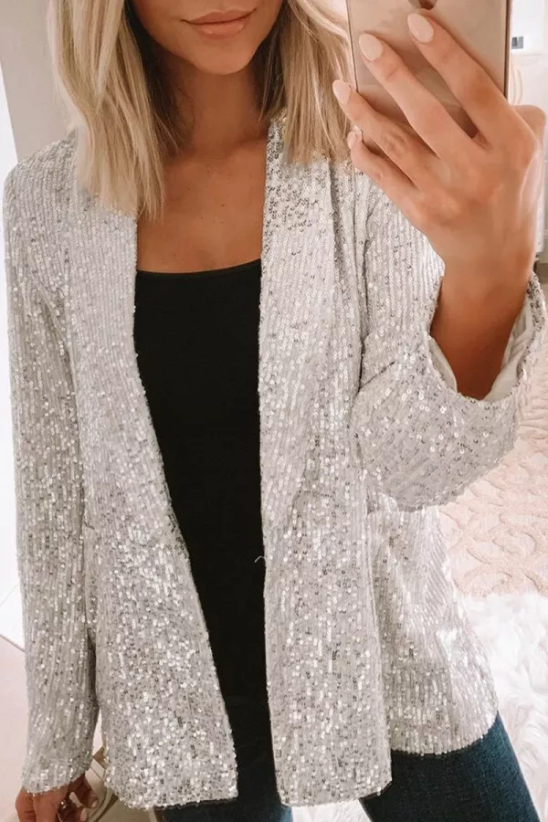 silver sequin blazer