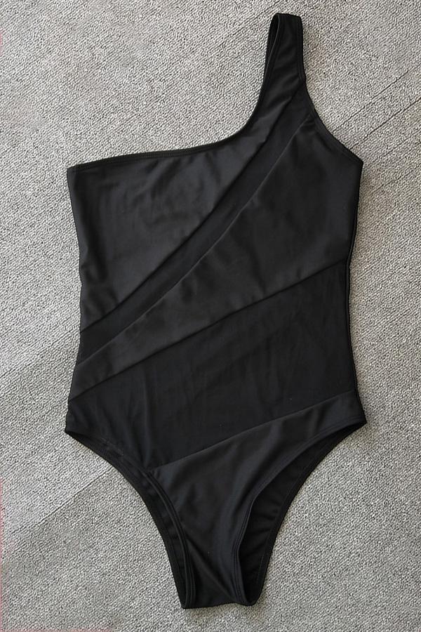 Mesh stitching One-piece Bikini