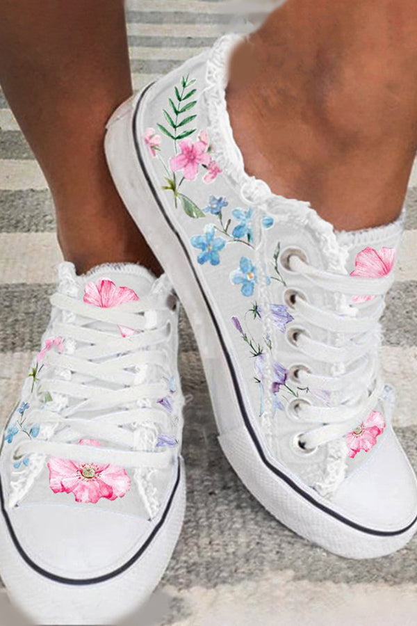 Fashion Floral Ultralight Breathable Sports Canvas Shoes