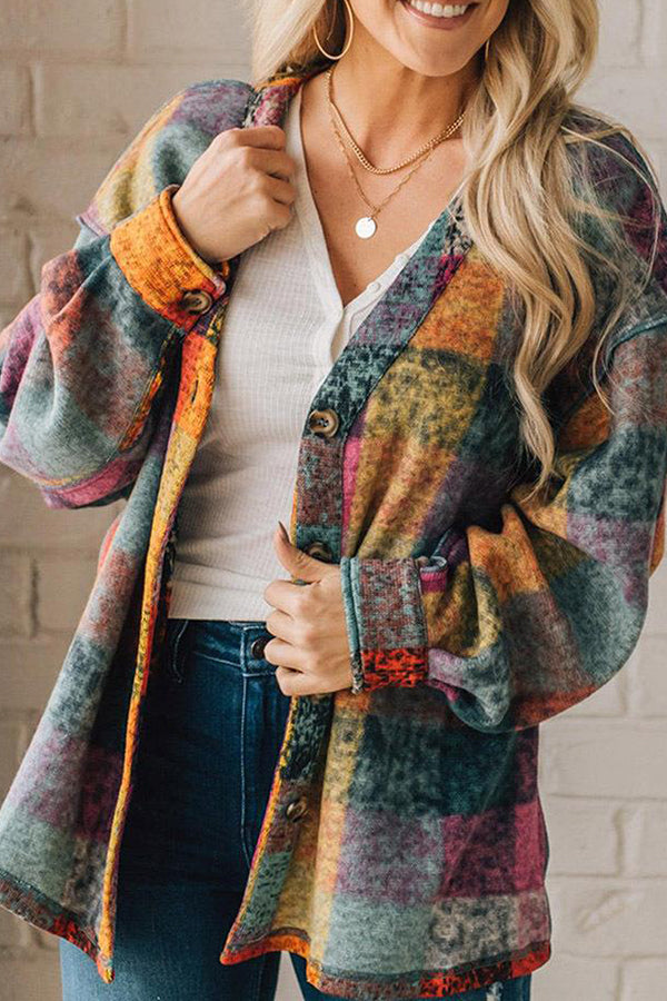 Brushed Multi Check Cardigan