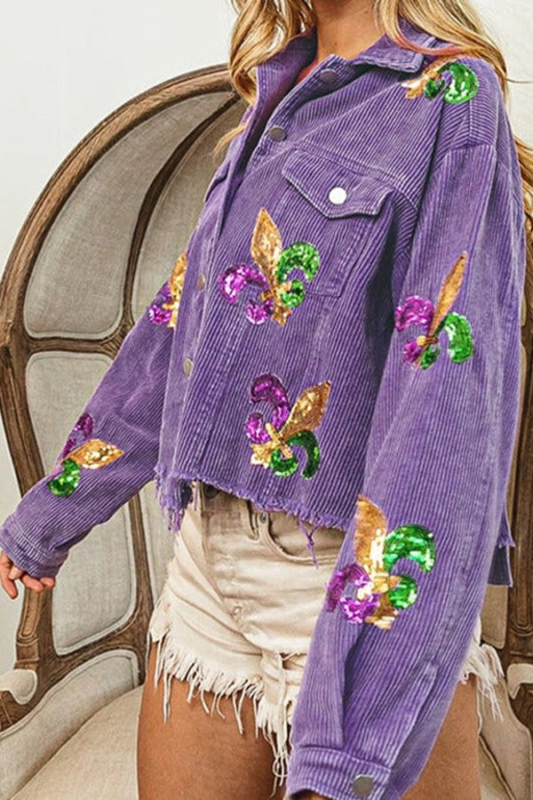 Autumn Winter Corduroy Sequined Jacket Jacket Women Short Tassel Jacket