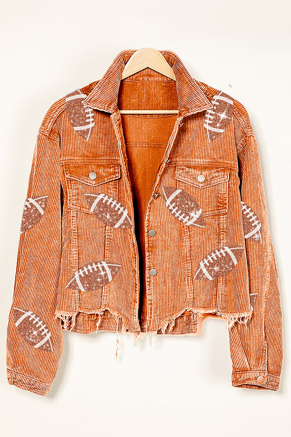 Autumn Winter Corduroy Rugby Sequined Jacket Jacket Women Short Tassel Jacket