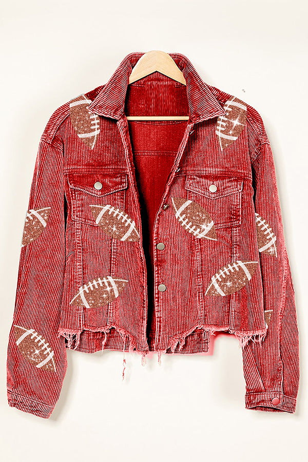 Autumn Winter Corduroy Rugby Sequined Jacket Jacket Women Short Tassel Jacket