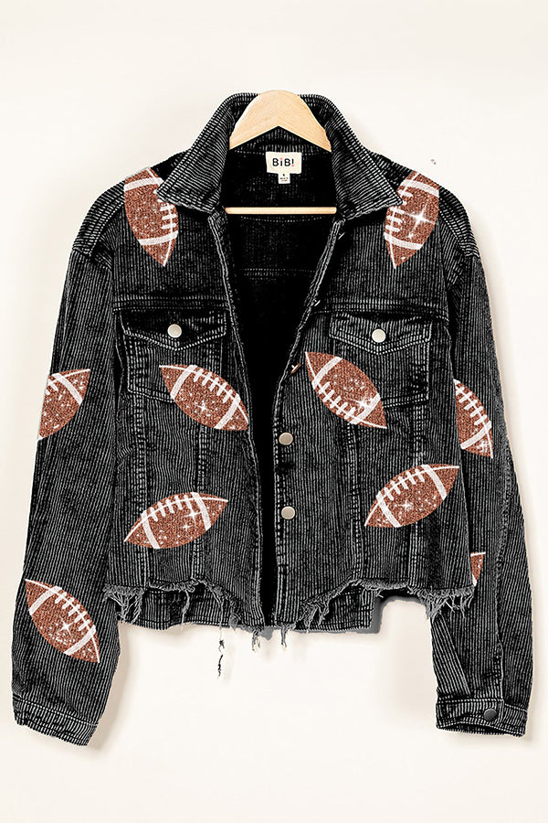 Autumn Winter Corduroy Rugby Sequined Jacket Jacket Women Short Tassel Jacket