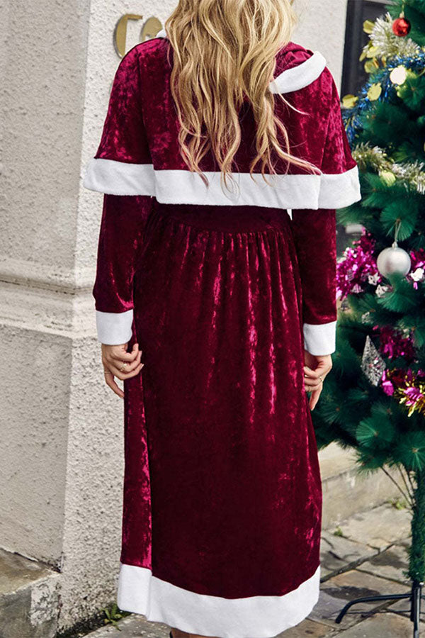 Christmas Shawl Velvet Long-Sleeved Dress