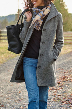 Dark Gray Lapel Wool Coat