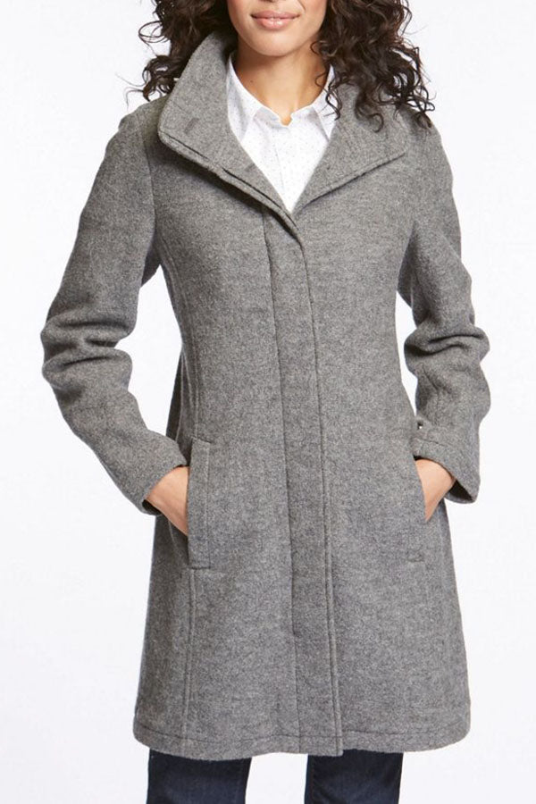 Dark Gray Lapel Wool Coat