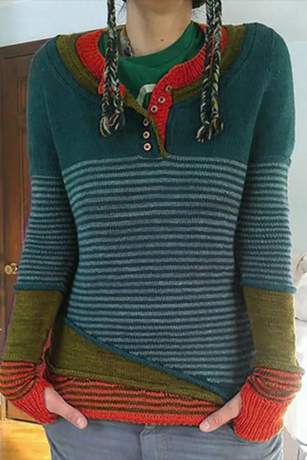 Retro-Style Striped Wool Sweater