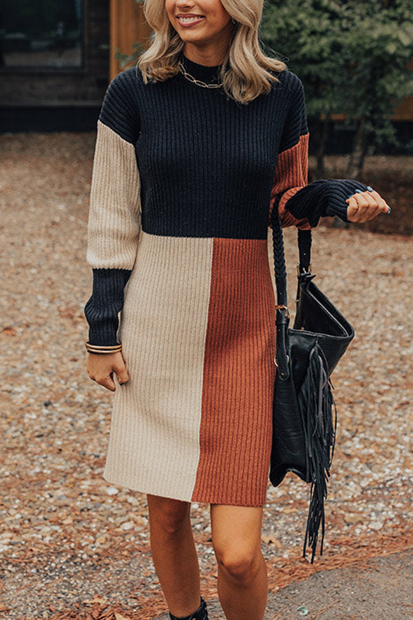 Cozier Than Most Colorblock Sweater Dress