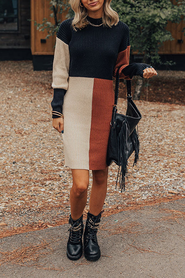 Cozier Than Most Colorblock Sweater Dress