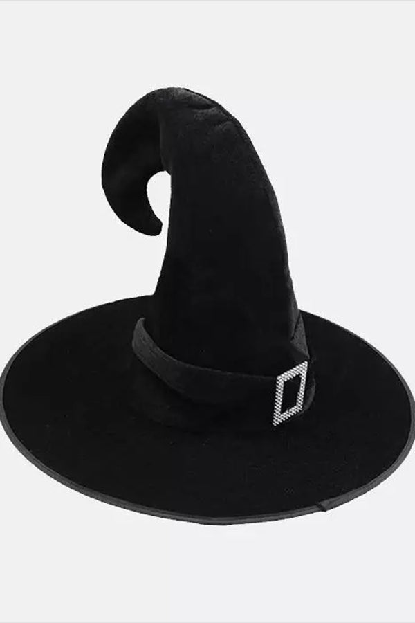 Halloween Rhinestone Witch Hat - Black