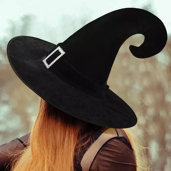 Halloween Rhinestone Witch Hat - Black