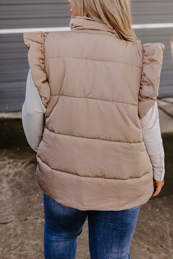 Autumn Treasure Puffer Vest In Iced Latte Curves