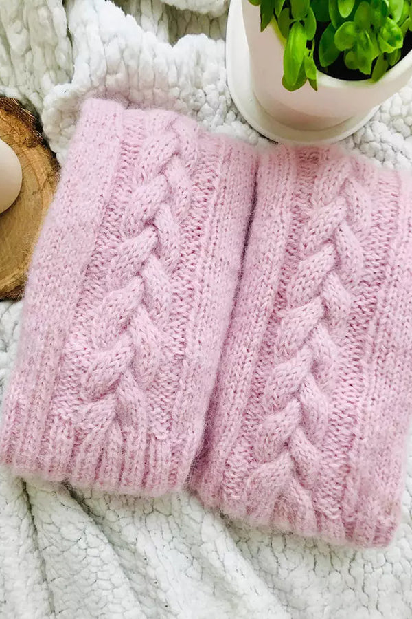 Warm Over Knee Extra Long Knitted Socks - Pink