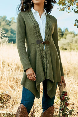 Women Buckle Braid Front Cardigan