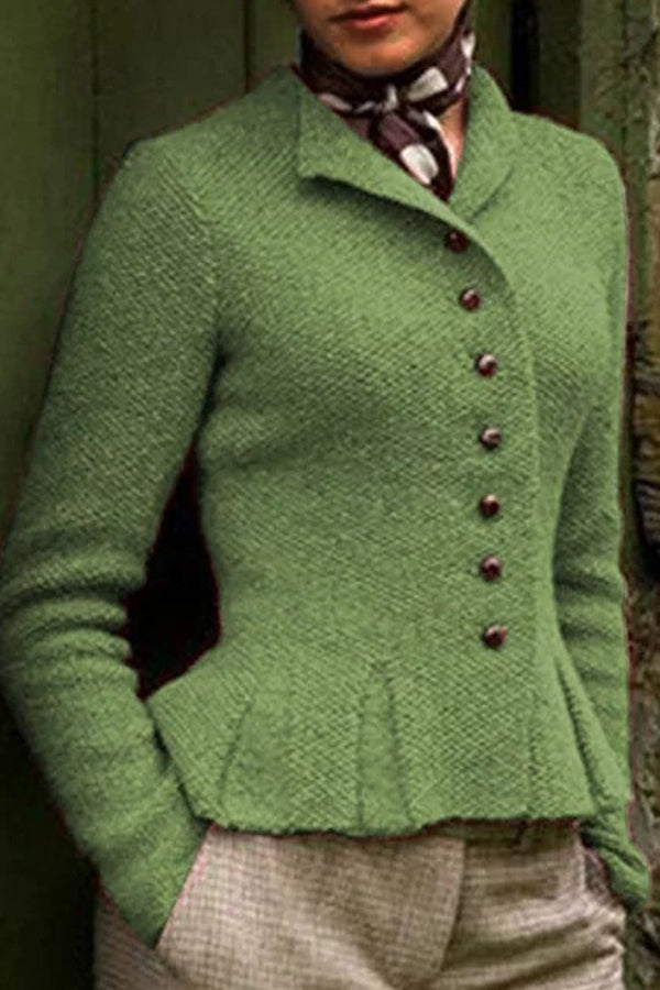 Women Buttoned Vintage Sweater Cardigans Green