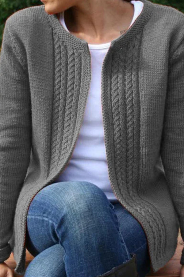 Solid Color Knitted Sweater Cardigan