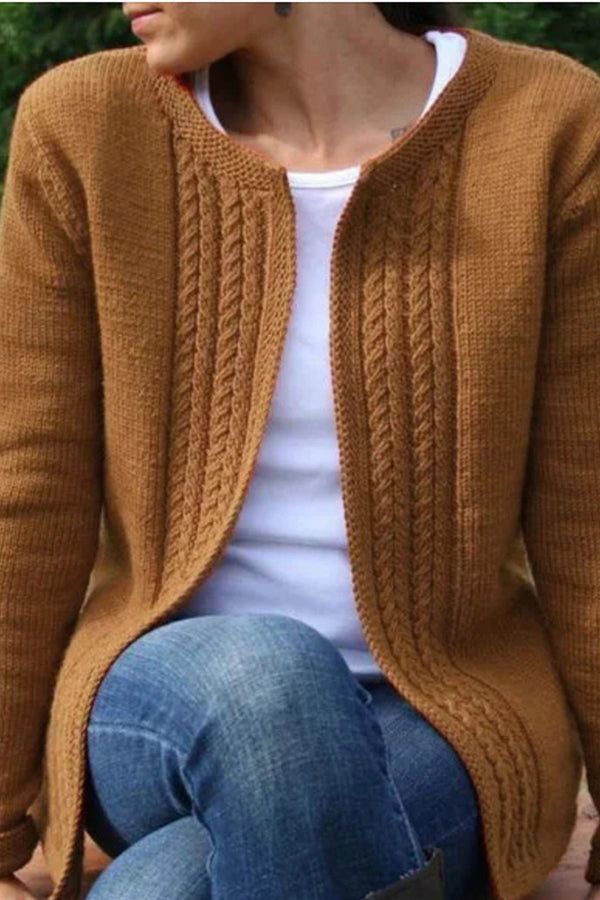 Solid Color Knitted Sweater Cardigan