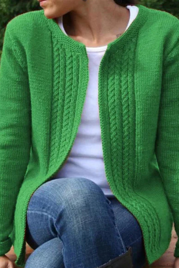 Solid Color Knitted Sweater Cardigan