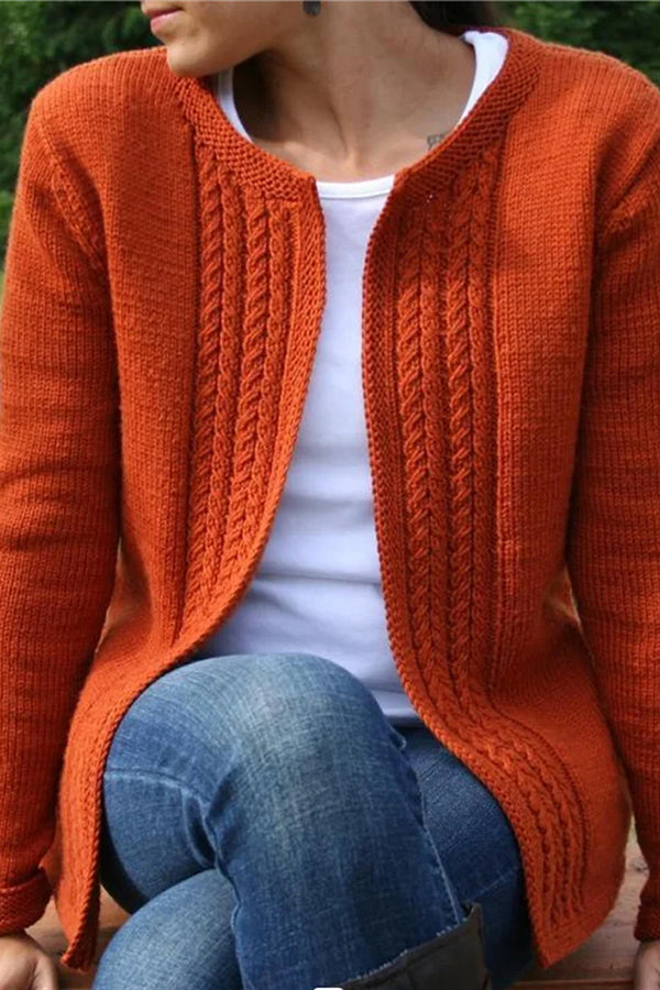 Solid Color Knitted Sweater Cardigan