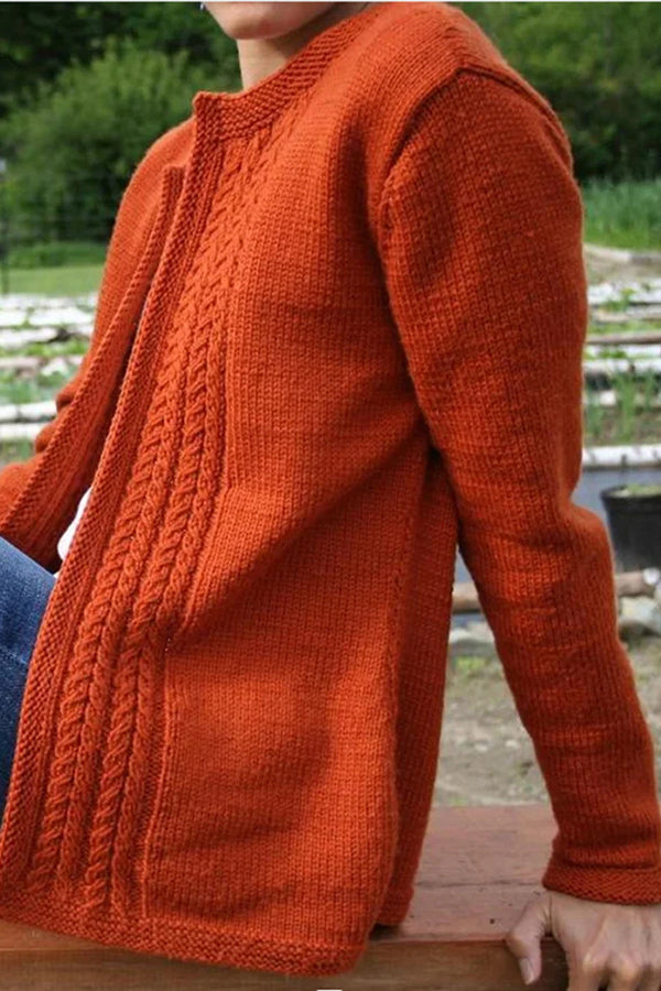 Solid Color Knitted Sweater Cardigan