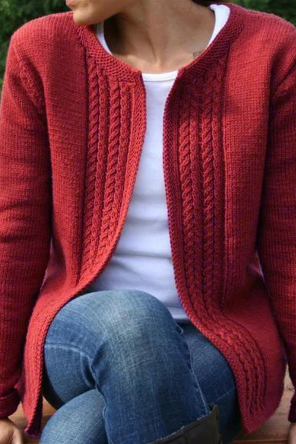 Solid Color Knitted Sweater Cardigan