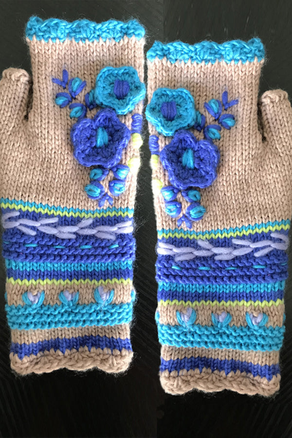 Knitting Floral Casual Gloves