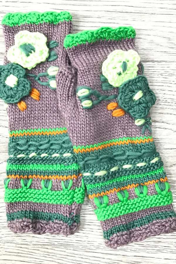 Knitting Floral Casual Gloves