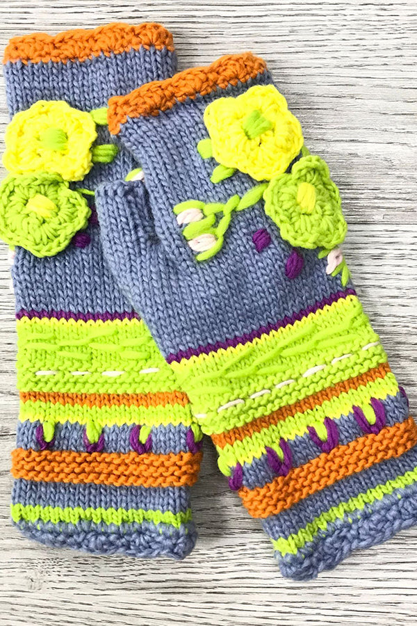 Knitting Floral Casual Gloves