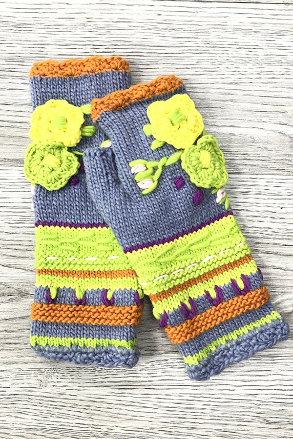 Knitting Floral Casual Gloves