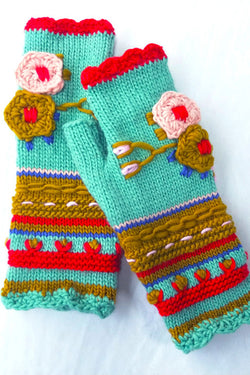 Knitting Floral Casual Gloves