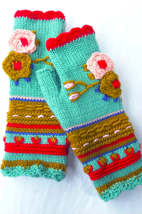 Knitting Floral Casual Gloves