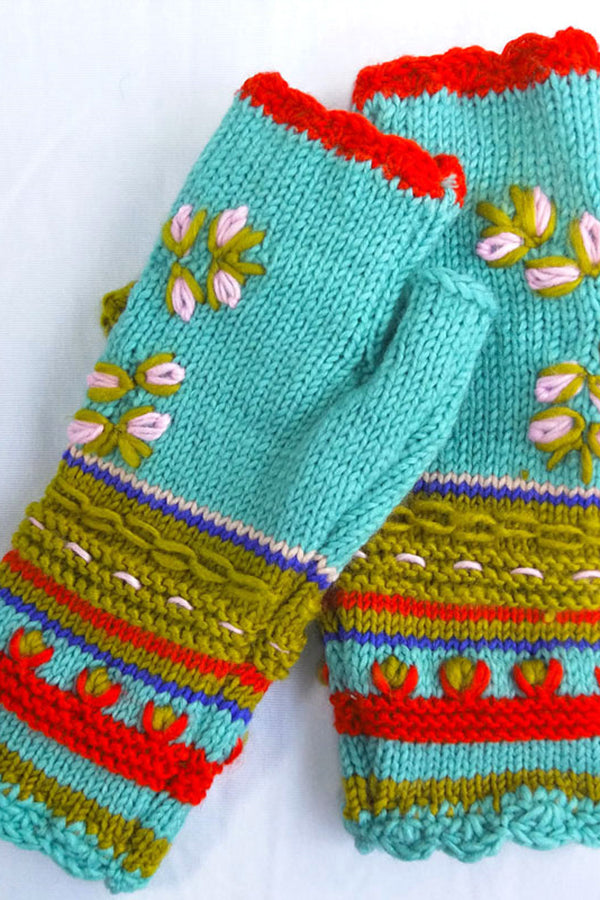 Knitting Floral Casual Gloves