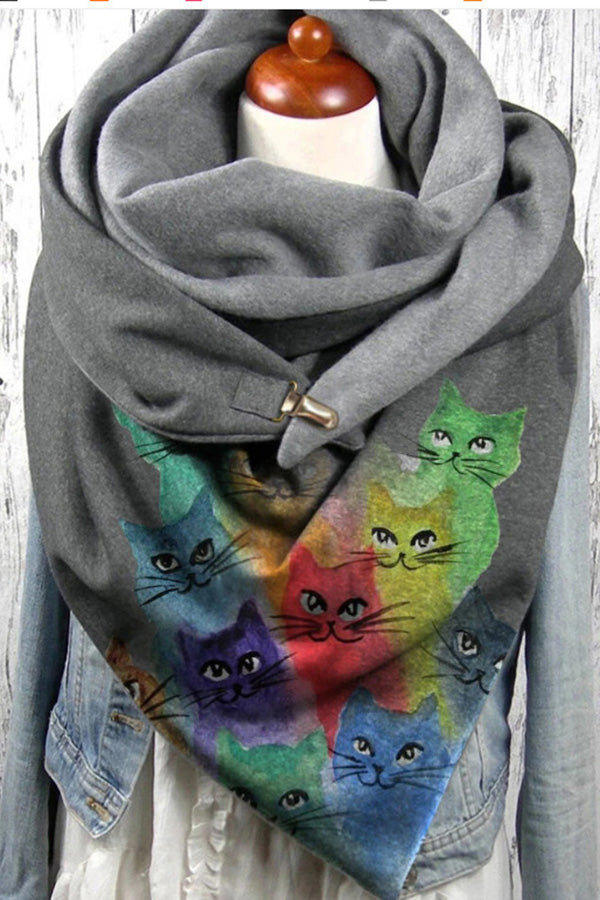 Colorful Cat Print Scarf