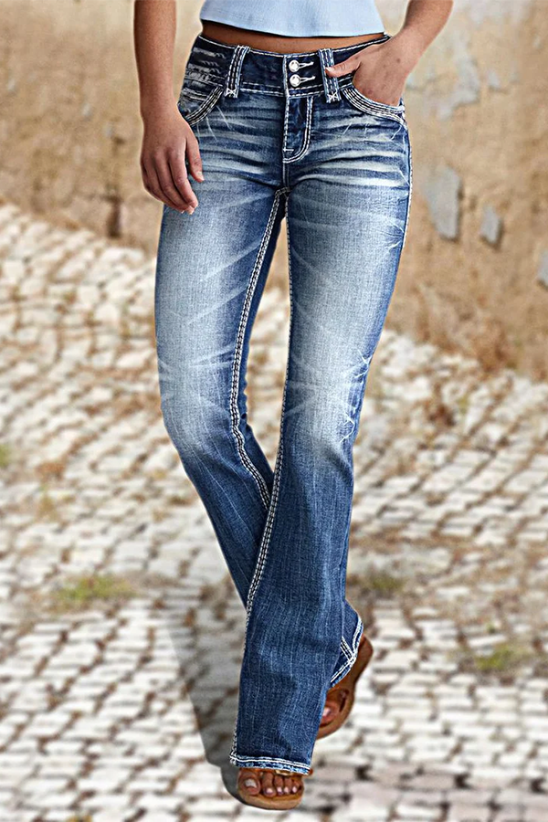 Casual Regular Fit Denim Plain Pants