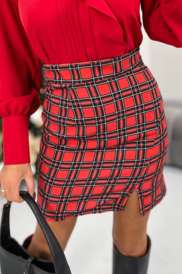 Christmas Red Plaid Skirt