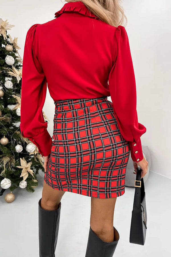 Christmas Red Plaid Skirt